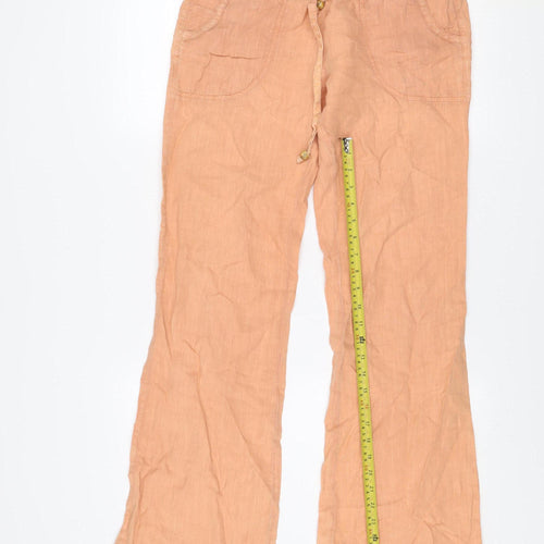 Guess Women's Beige Linen Cargo Trousers Size M Regular Fit