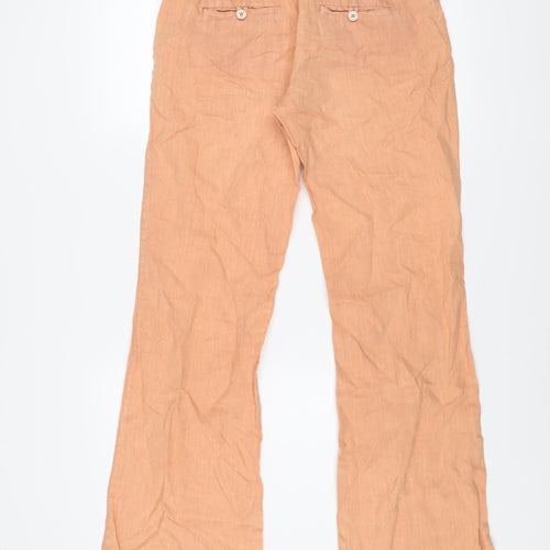 Guess Women's Beige Linen Cargo Trousers Size M Regular Fit