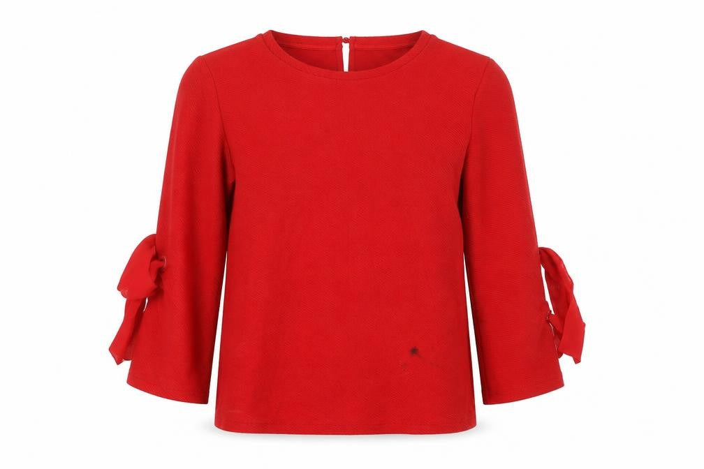 Front view of Gerry Weber Women’s Red Bow Sleeve 3/4 Blouse, size UK 8