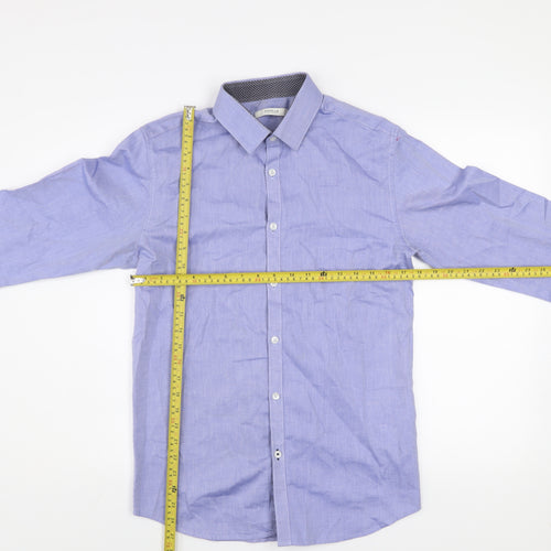 Jack & Jones Men’s Blue Slim Fit Long Sleeve Cotton Button-Up Shirt S