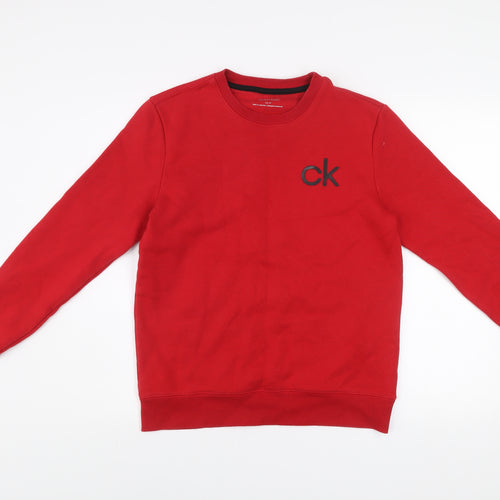 Calvin Klein Men's Red XS Pullover Sweatshirt Logo Crew Neck