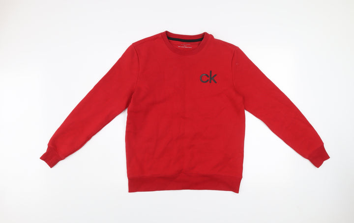 Calvin Klein Men's Red XS Pullover Sweatshirt Logo Crew Neck
