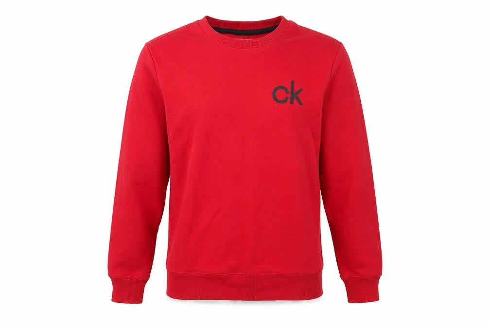 Calvin Klein Men's Red XS Pullover Sweatshirt Logo Crew Neck