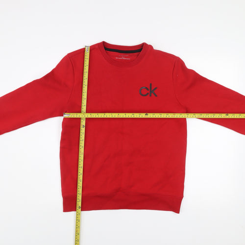 Calvin Klein Men's Red XS Pullover Sweatshirt Logo Crew Neck