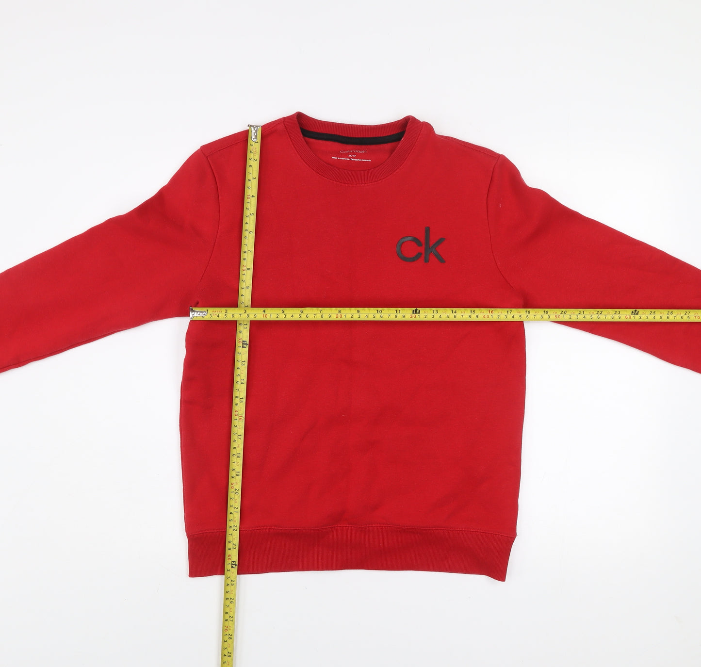 Calvin Klein Men's Red XS Pullover Sweatshirt Logo Crew Neck