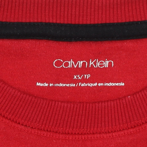 Calvin Klein Men's Red XS Pullover Sweatshirt Logo Crew Neck
