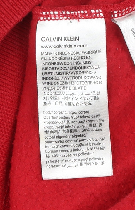 Calvin Klein Men's Red XS Pullover Sweatshirt Logo Crew Neck