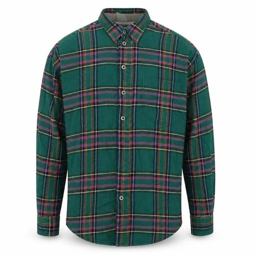 Haupt Men Green Plaid Button-Up Long Sleeve Cotton Shirt Size 41/42