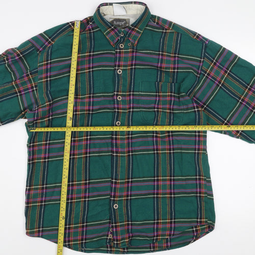 Haupt Men Green Plaid Button-Up Long Sleeve Cotton Shirt Size 41/42