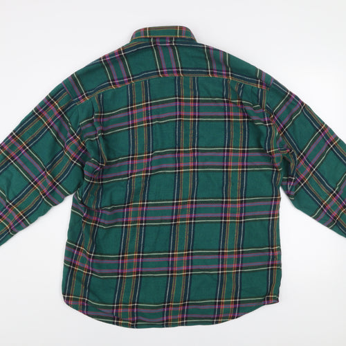 Haupt Men Green Plaid Button-Up Long Sleeve Cotton Shirt Size 41/42