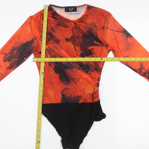 AX Paris Women's Multicoloured Mesh Long Sleeve Bodysuit Size 8