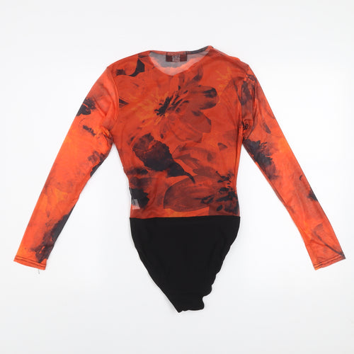 AX Paris Women's Multicoloured Mesh Long Sleeve Bodysuit Size 8