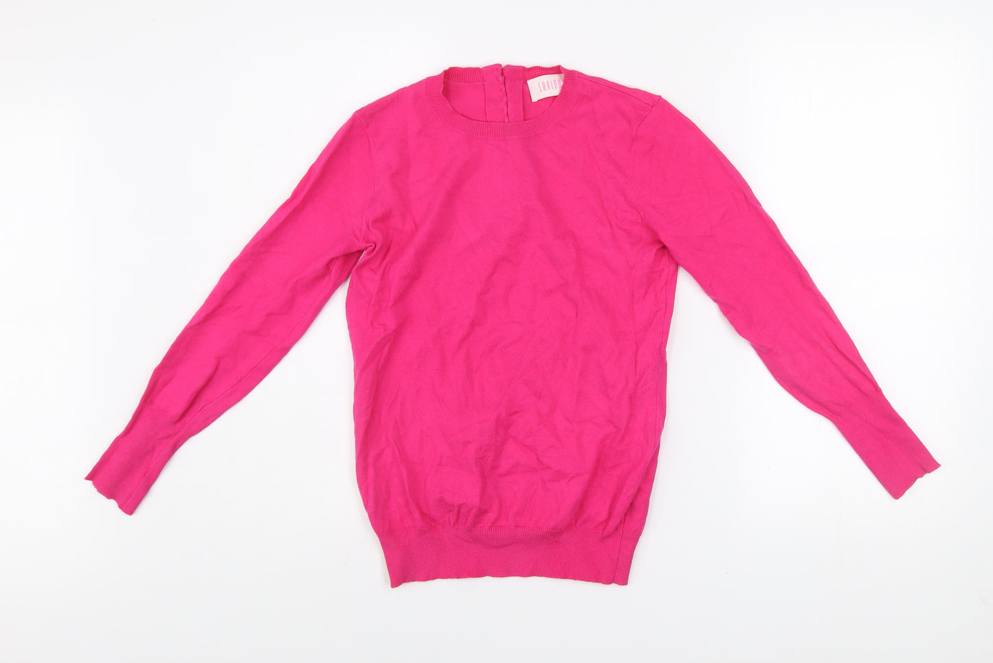 Savida Women's Pink XS Crew Neck Button Back Jumper