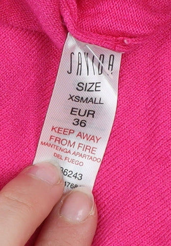 Savida Women's Pink XS Crew Neck Button Back Jumper