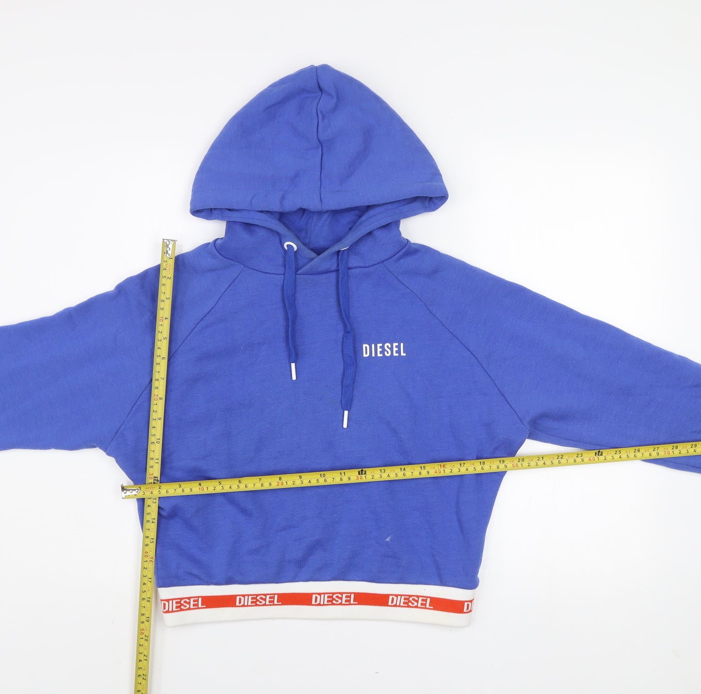 Diesel Women Blue Hooded Pullover Sweatshirt XS Cotton Blend