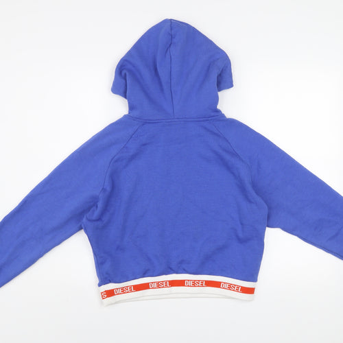 Diesel Women Blue Hooded Pullover Sweatshirt XS Cotton Blend