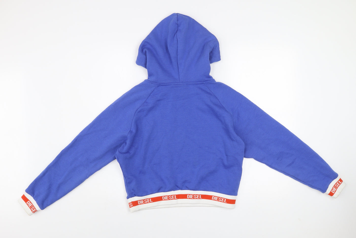Diesel Women Blue Hooded Pullover Sweatshirt XS Cotton Blend