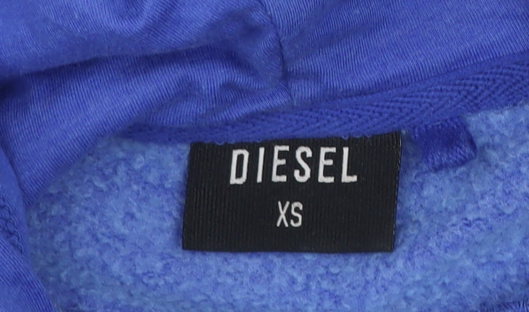 Diesel Women Blue Hooded Pullover Sweatshirt XS Cotton Blend