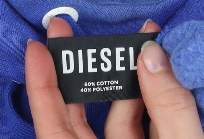 Diesel Women Blue Hooded Pullover Sweatshirt XS Cotton Blend