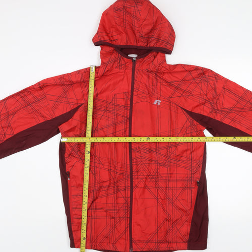 Russell Men Red Hooded Windbreaker Jacket M 38in Polyester