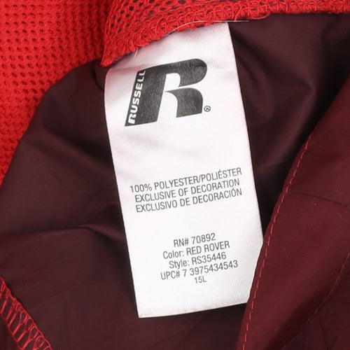 Russell Men Red Hooded Windbreaker Jacket M 38in Polyester