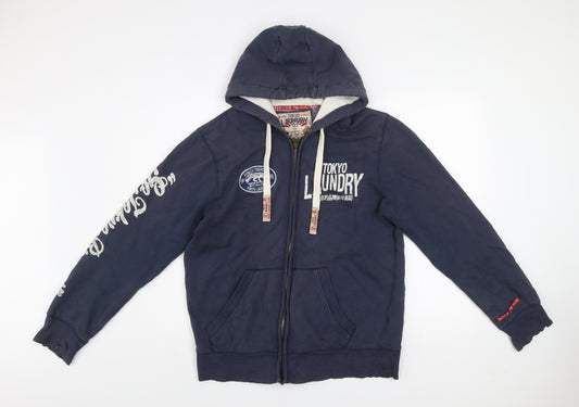 Tokyo Laundry Men's Navy Small Zip Hoodie Jacket Cotton Blend