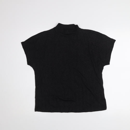 Jacqueline de Yong Womens Black Mock Neck Short Sleeve Top XS