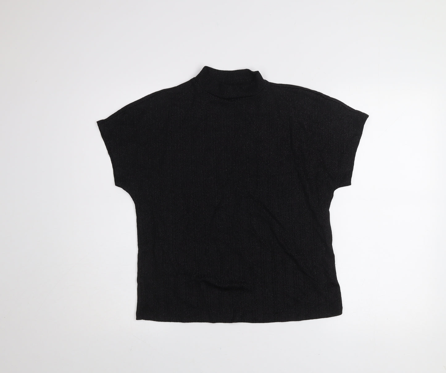 Jacqueline de Yong Womens Black Mock Neck Short Sleeve Top XS