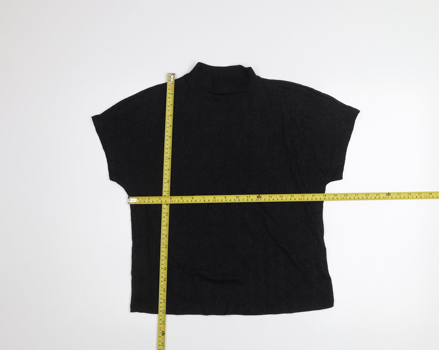 Jacqueline de Yong Womens Black Mock Neck Short Sleeve Top XS