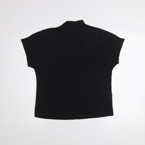 Jacqueline de Yong Womens Black Mock Neck Short Sleeve Top XS