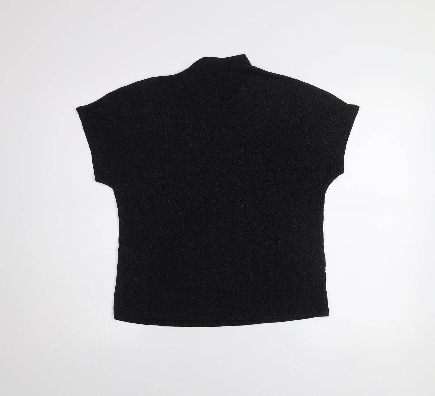Jacqueline de Yong Womens Black Mock Neck Short Sleeve Top XS
