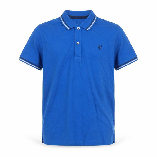 Front view of Blue Zoo boys’ blue polo shirt 11-12 years cotton short sleeve collared top