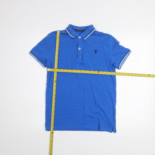 Blue Zoo Boys Blue Polo Shirt 11-12 Years Cotton Short Sleeve Collared Top