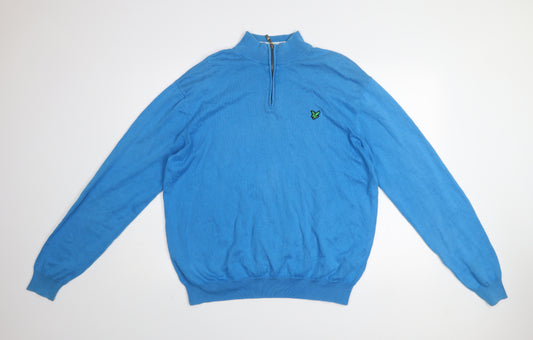 Lyle & Scott Men’s Blue XL Half Zip Cotton Golf Jumper