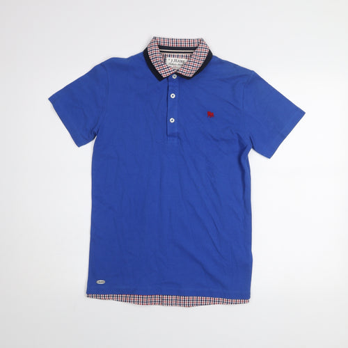 J Jeans Boys Blue Cotton Polo Shirt Age 11-12 Years Button-Down Collar