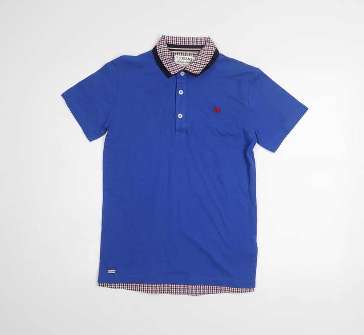J Jeans Boys Blue Cotton Polo Shirt Age 11-12 Years Button-Down Collar