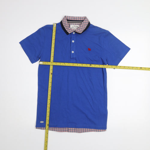 J Jeans Boys Blue Cotton Polo Shirt Age 11-12 Years Button-Down Collar