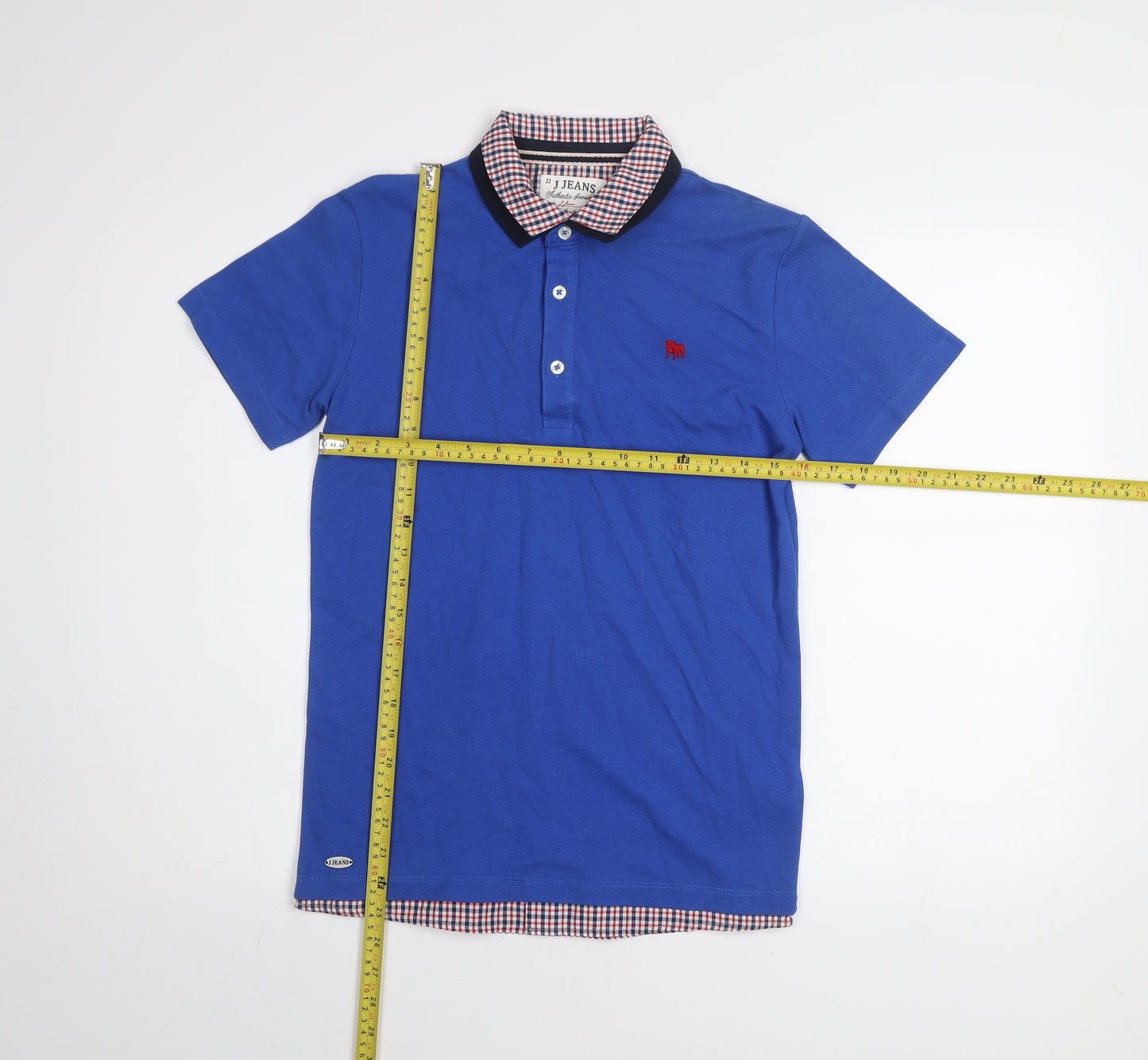 J Jeans Boys Blue Cotton Polo Shirt Age 11-12 Years Button-Down Collar