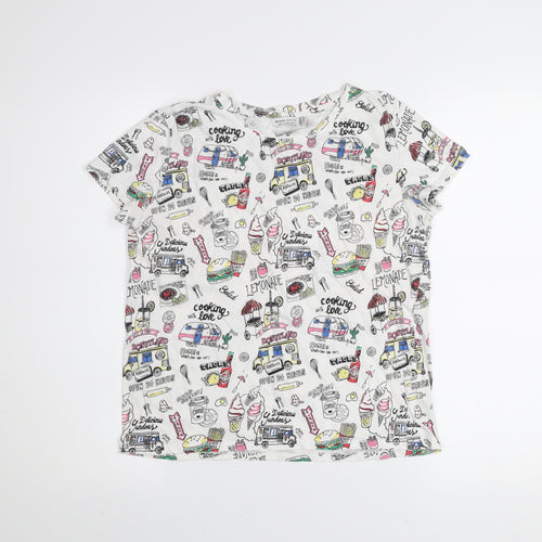 Bershka Girls Multicoloured Graphic Print Cotton T-Shirt 12 Years