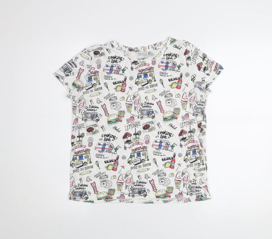 Bershka Girls Multicoloured Graphic Print Cotton T-Shirt 12 Years