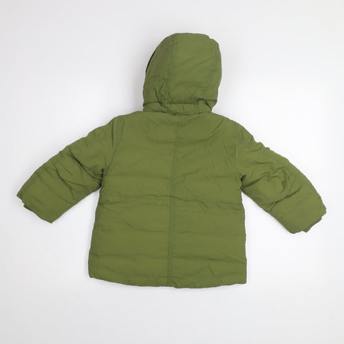 H&M Girls Green Hooded Puffer Jacket 2-3 Years Winter Coat