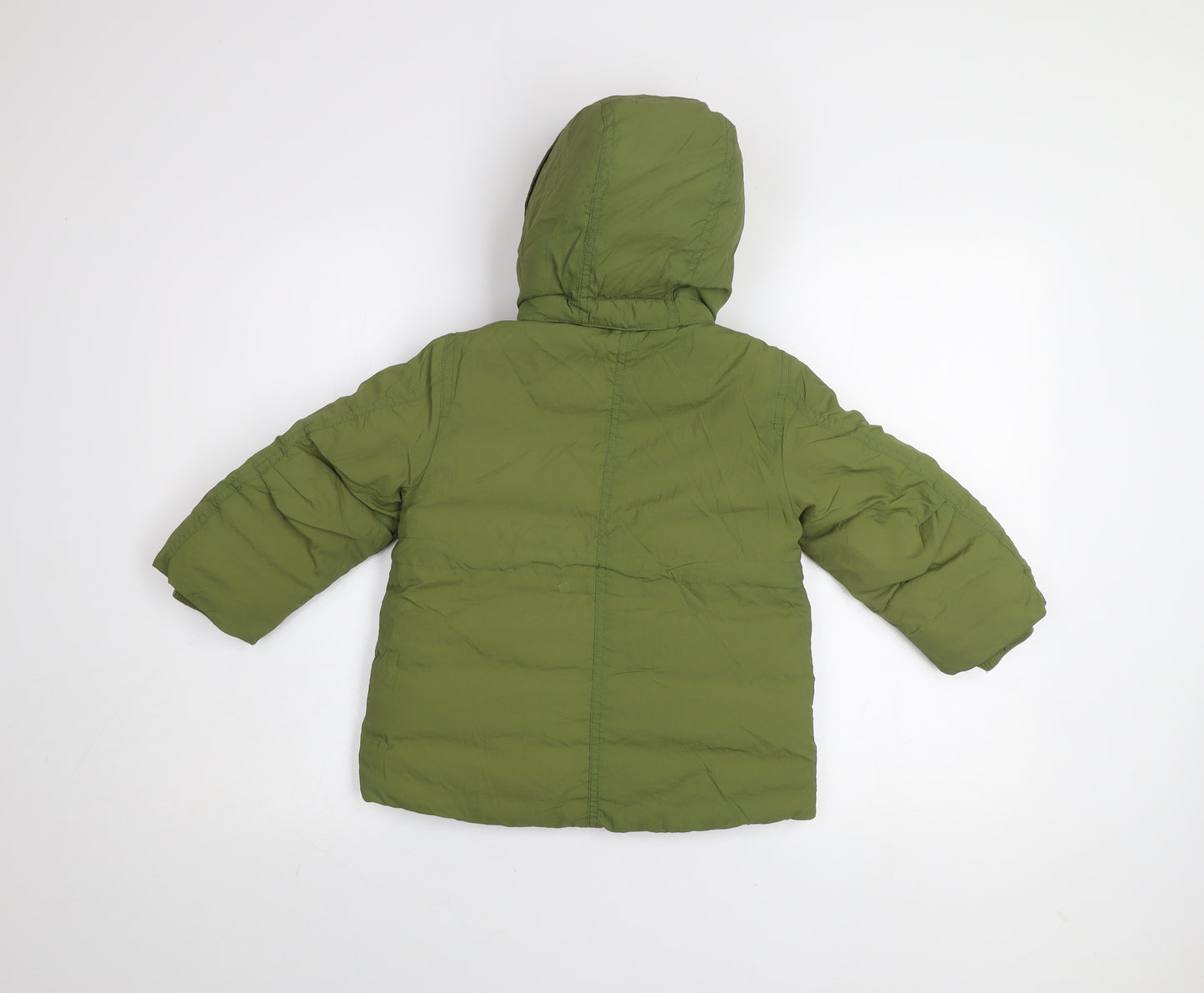 H&M Girls Green Hooded Puffer Jacket 2-3 Years Winter Coat