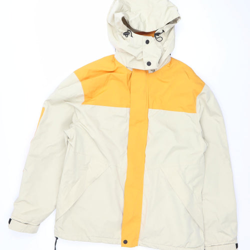 Zara Women Beige Parka Jacket Size 12 Hooded Full Zip