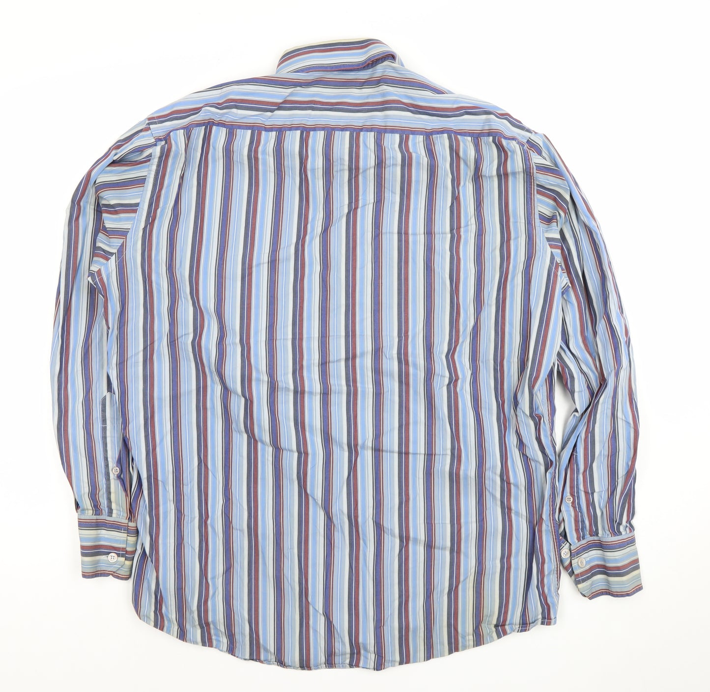 Advice Modern Casual Men's Blue Striped Long Sleeve Dress Shirt Size L