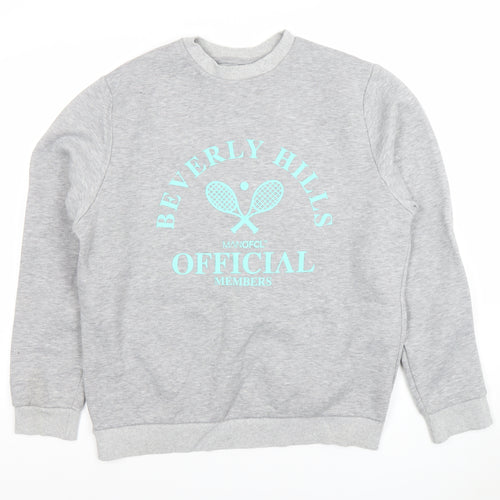 BoohooMAN Mens Grey Beverly Hills Logo Sweatshirt Size M