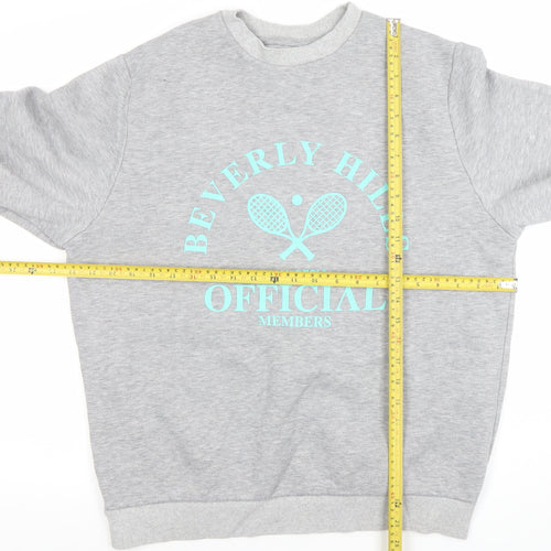 BoohooMAN Mens Grey Beverly Hills Logo Sweatshirt Size M