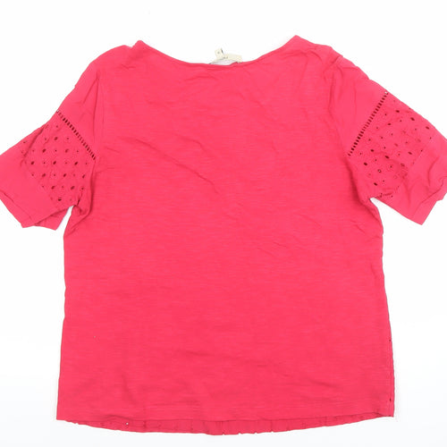 Next Women’s Pink Cotton Embroidered Short Sleeve Tunic Blouse Size 10