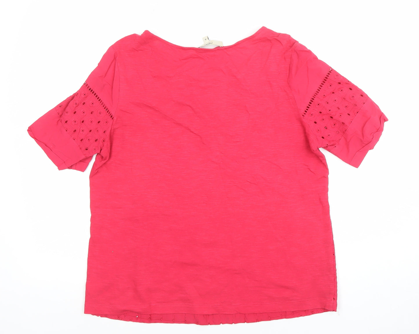 Next Women’s Pink Cotton Embroidered Short Sleeve Tunic Blouse Size 10