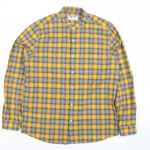 Paul Calvin Men's Yellow Grey Check Long Sleeve Dress Shirt Size L