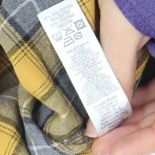 Paul Calvin Men's Yellow Grey Check Long Sleeve Dress Shirt Size L